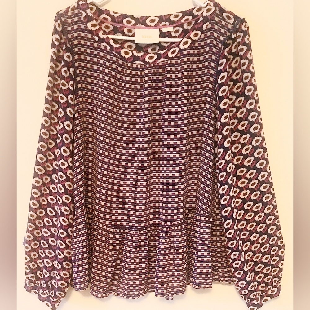 Maeve by Anthropologie Cheyenne Peplum Blouse Sz XL